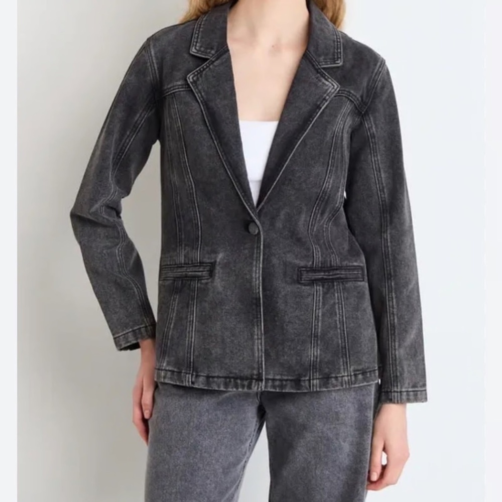NWT LNDN Black Denim Tailored Blazer Size L
